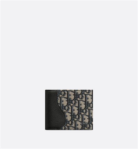 Vertical Card Holder Beige and Black Dior Oblique Jacquard 